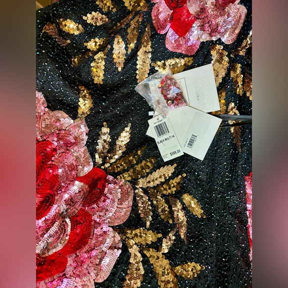 NWT Mac Duggal Black 4566 Embellished Floral Long Sleeve Gown 14 - Picture 11 of 12